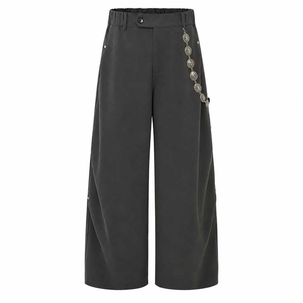 Draped Wide-Leg Tailored Trousers