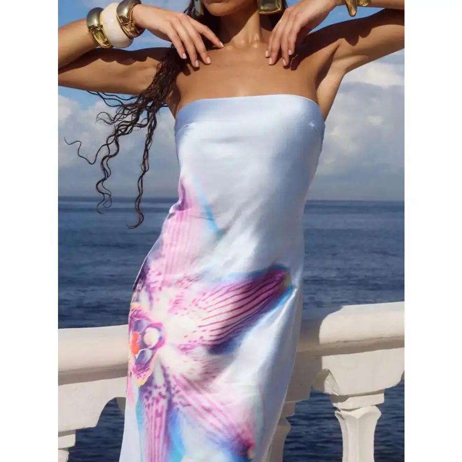 Relaxed Printed Tube Maxi Dress