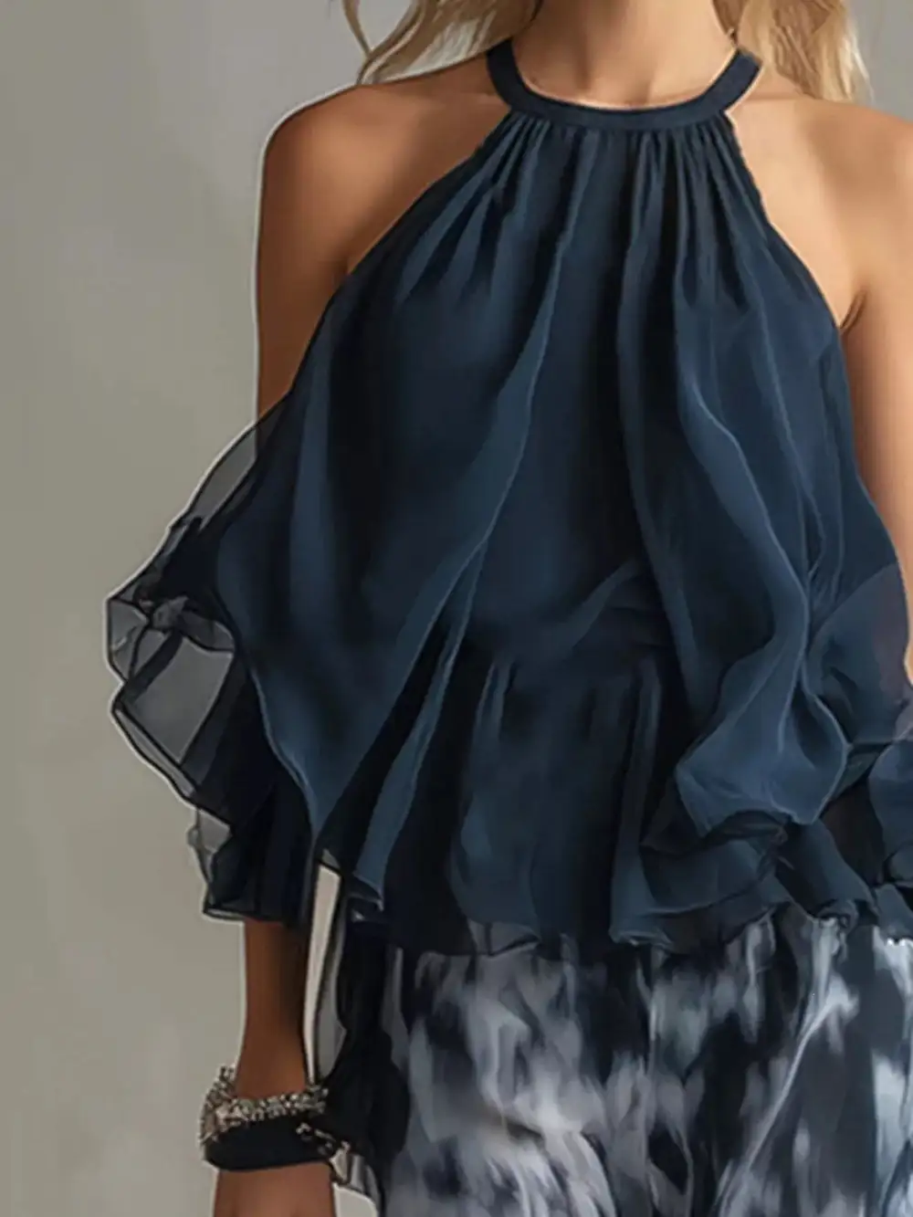Halter Neck Top and Tie Dye Wide Leg Pants