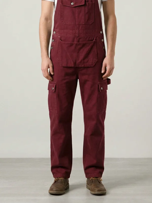 Men's Casual Utility Green Cargo Bib Overalls