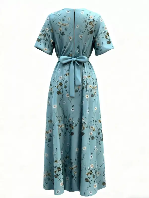 Floral Short Sleeve Dress Casual