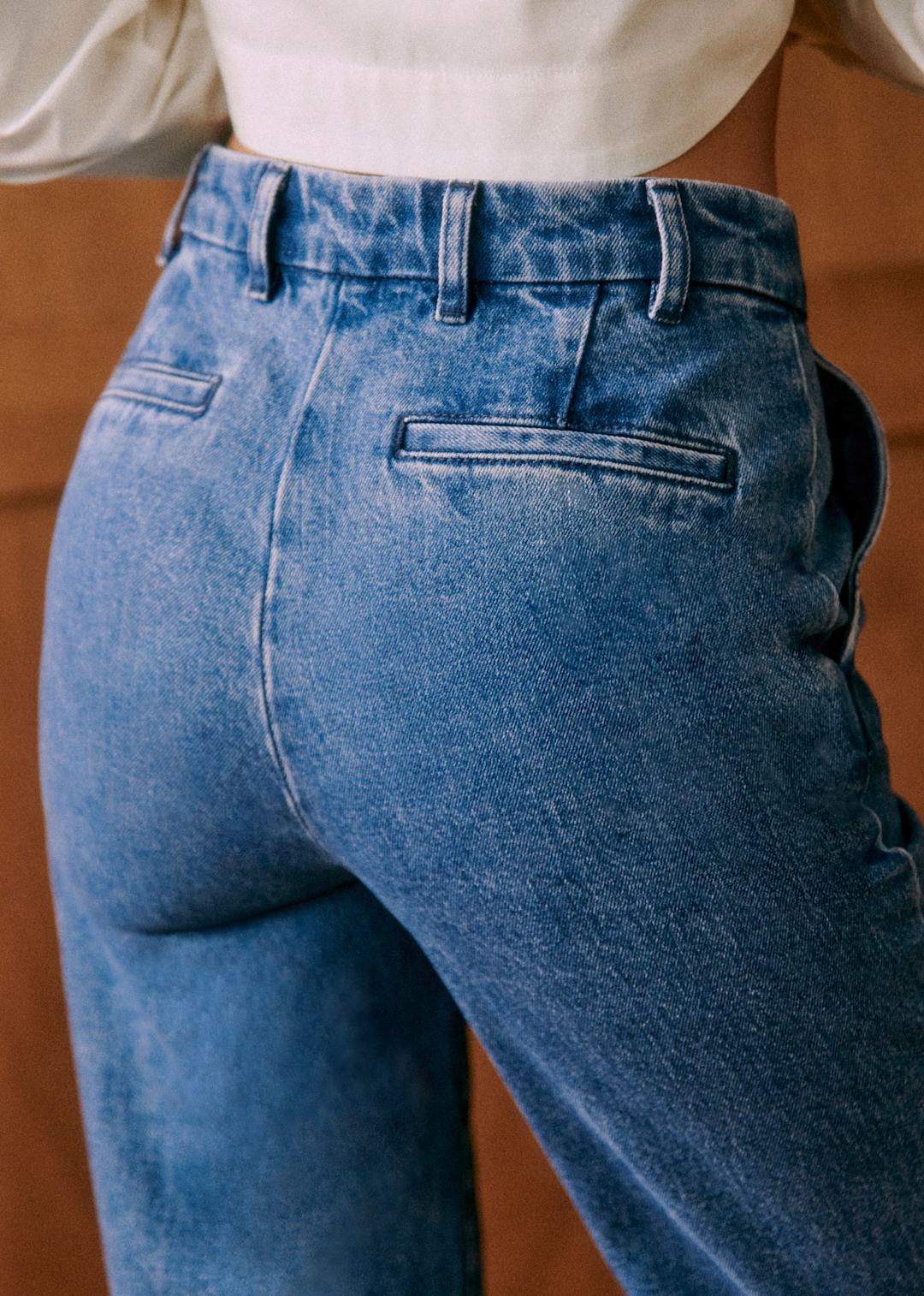 High Waist Flared Denim Trousers