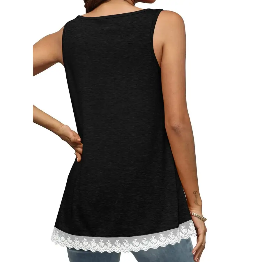 Lace Trim Wide Strap Tank Top
