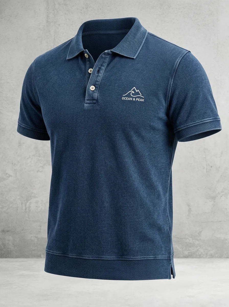 Mountain-Detail Men's Polo Shirt