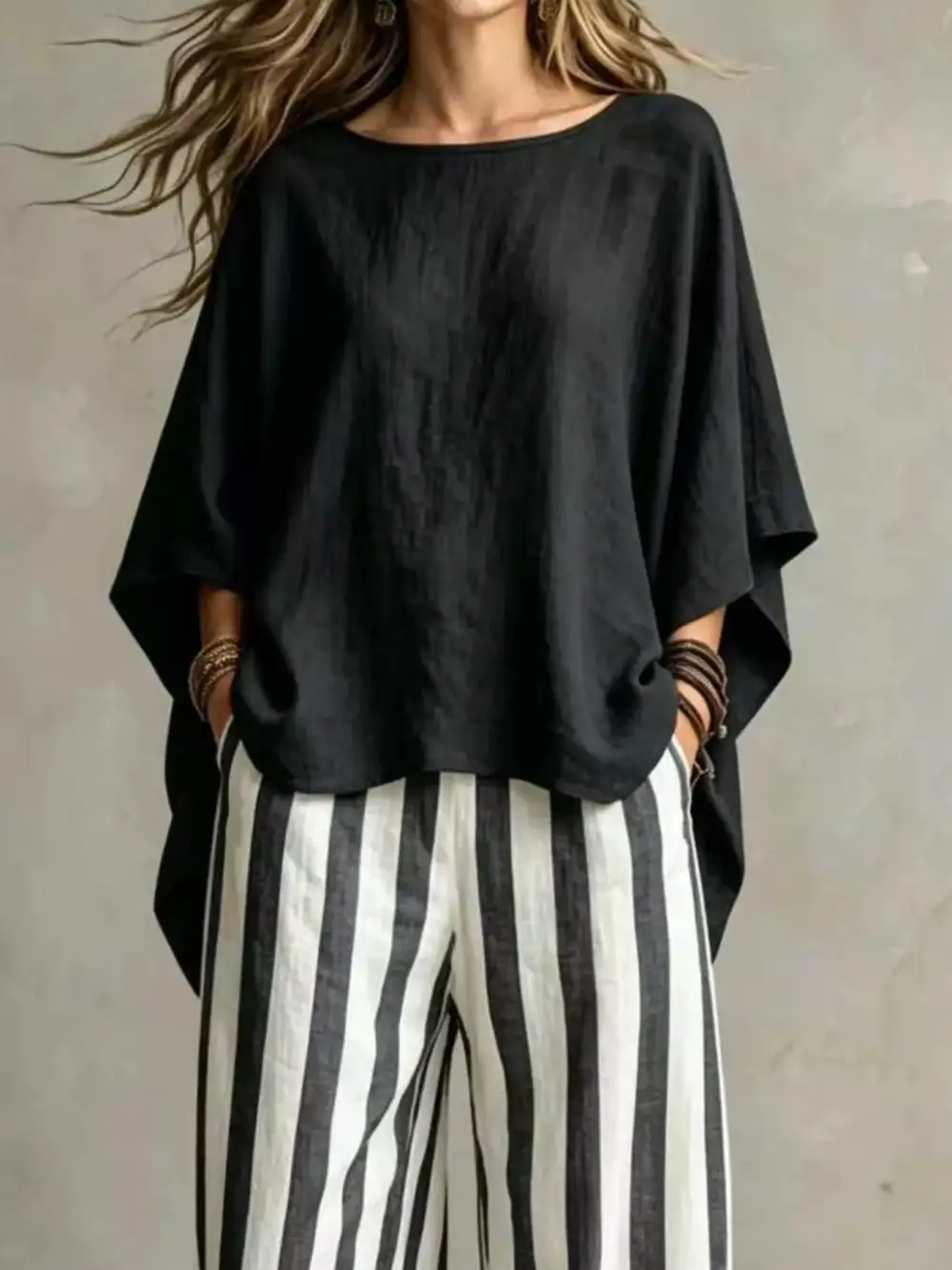 Full Size Solid Color Top and Pants Set Plus