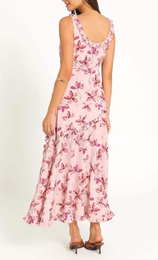 Floral Round Neck Maxi Dress
