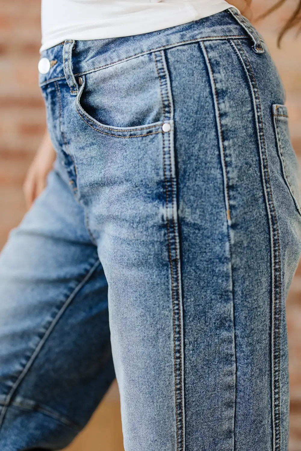 Women's Vintage Washed Seam Detail Shift Jeans