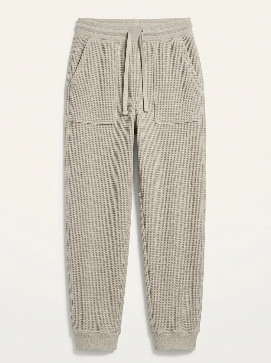 Unisex Casual Loungewear Waffle Knit Drawstring Jogger Pants for Casual Wear