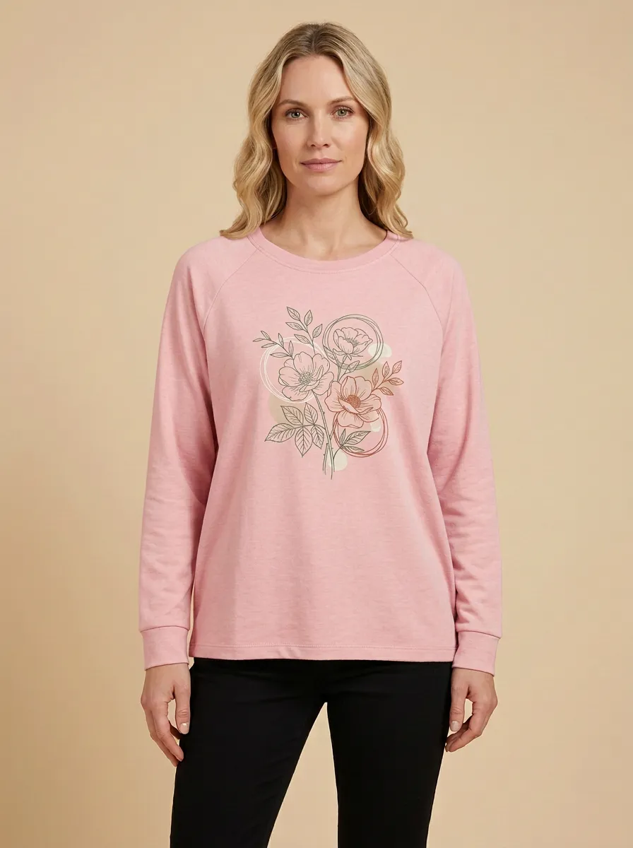Women's Botanical Floral Graphic Raglan Sweatshirt