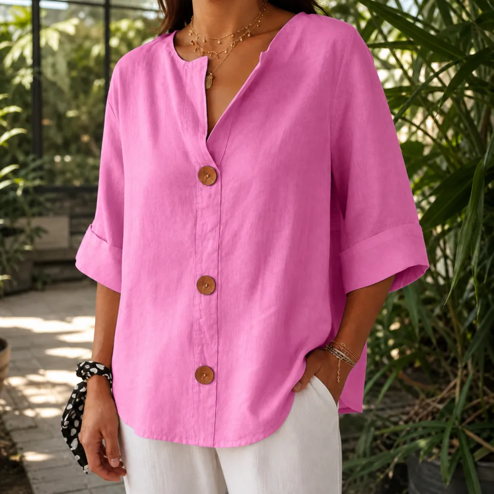 V-Neck Relaxed Split-Neck Blouse