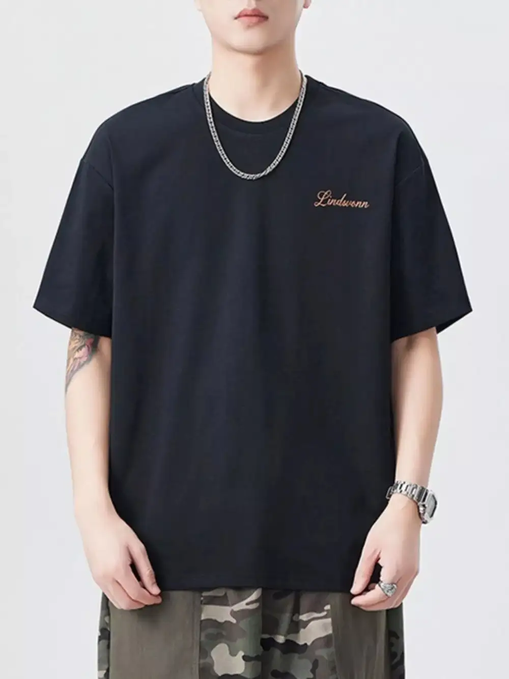 Cotton-Polyester-Blend Round-Neck Short-Sleeve T-Shirt