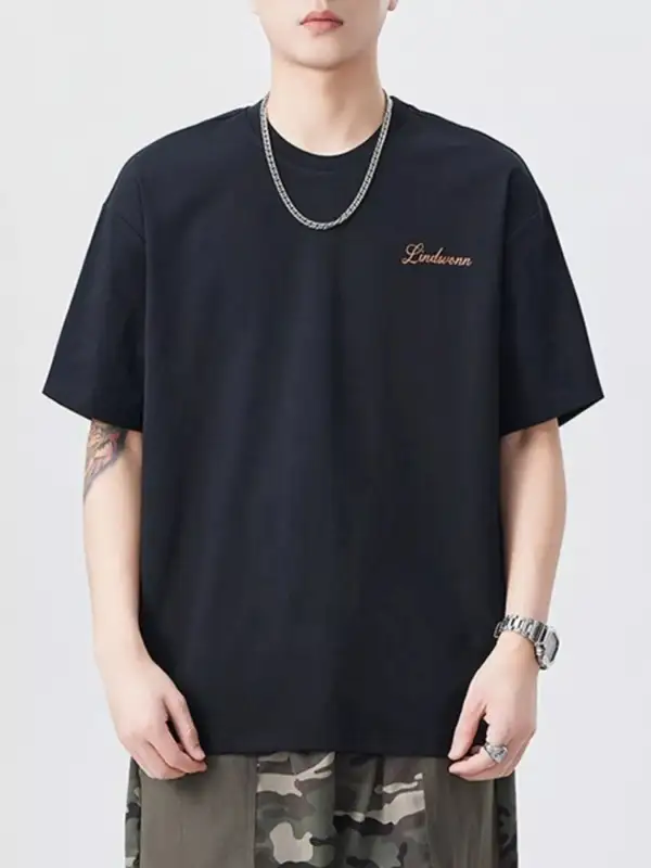 Cotton-Polyester-Blend Round-Neck Short-Sleeve T-Shirt