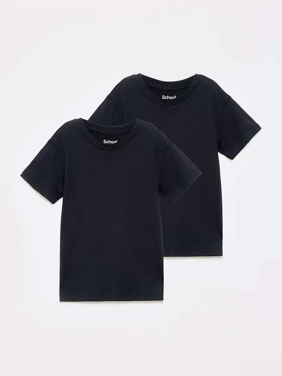 Black Crew Neck School T-Shirt 2 Pack