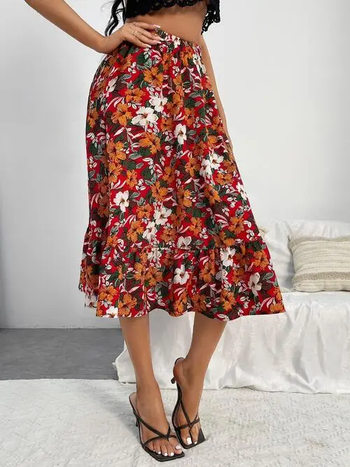 Ruffled Midi Skirt