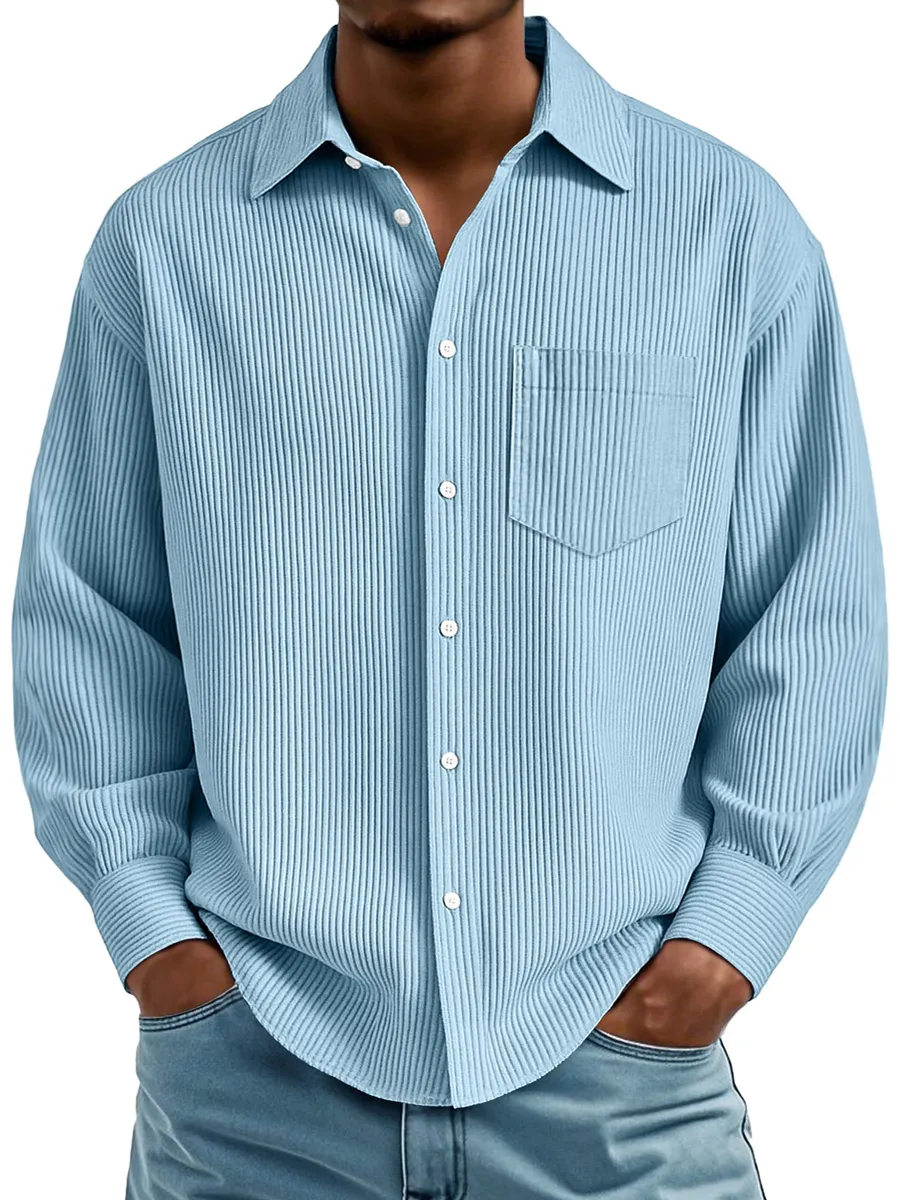 Ribbed Knit Pocket Shirt