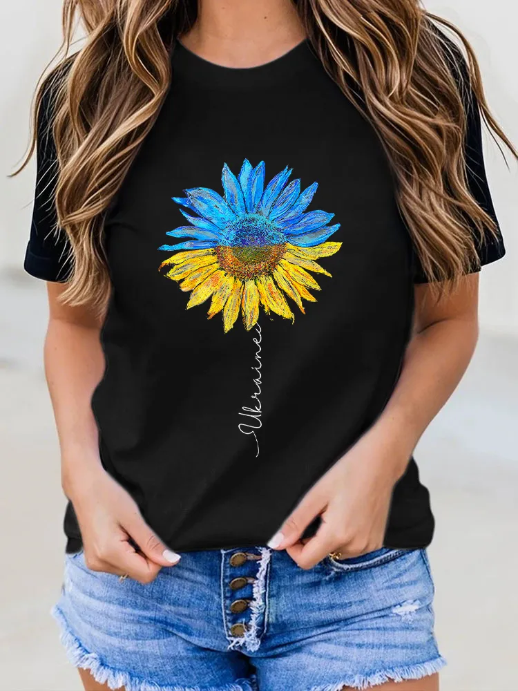 Sunflower Printed Short-Sleeved T-Shirts