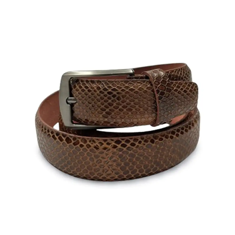 Embossed Texture Leather Waist Belt