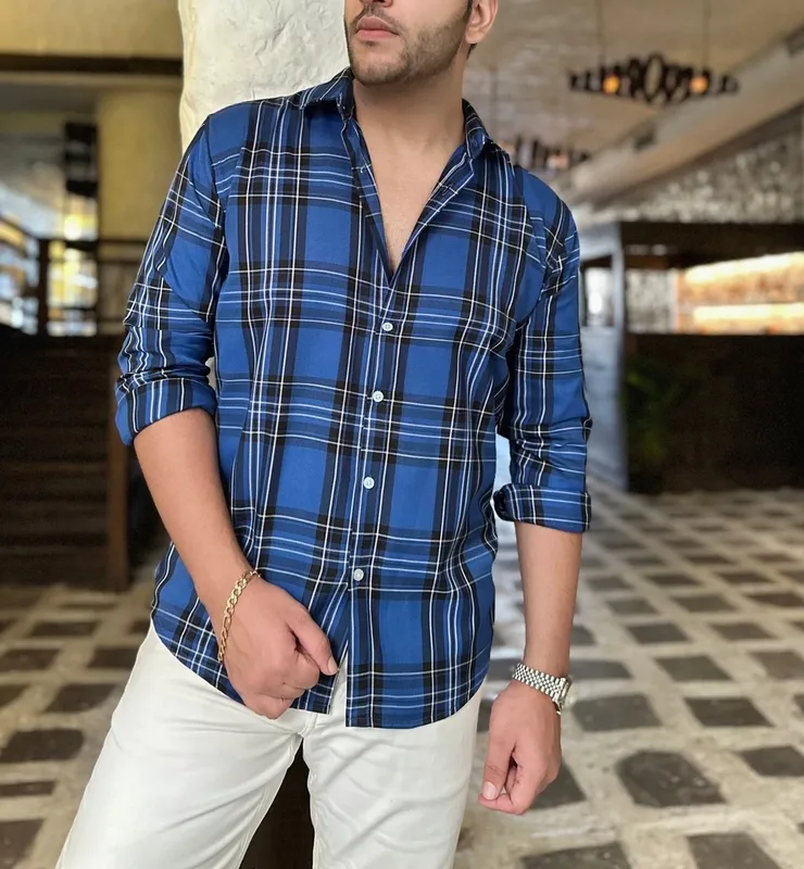 Plaid Button-Down Casual Shirt