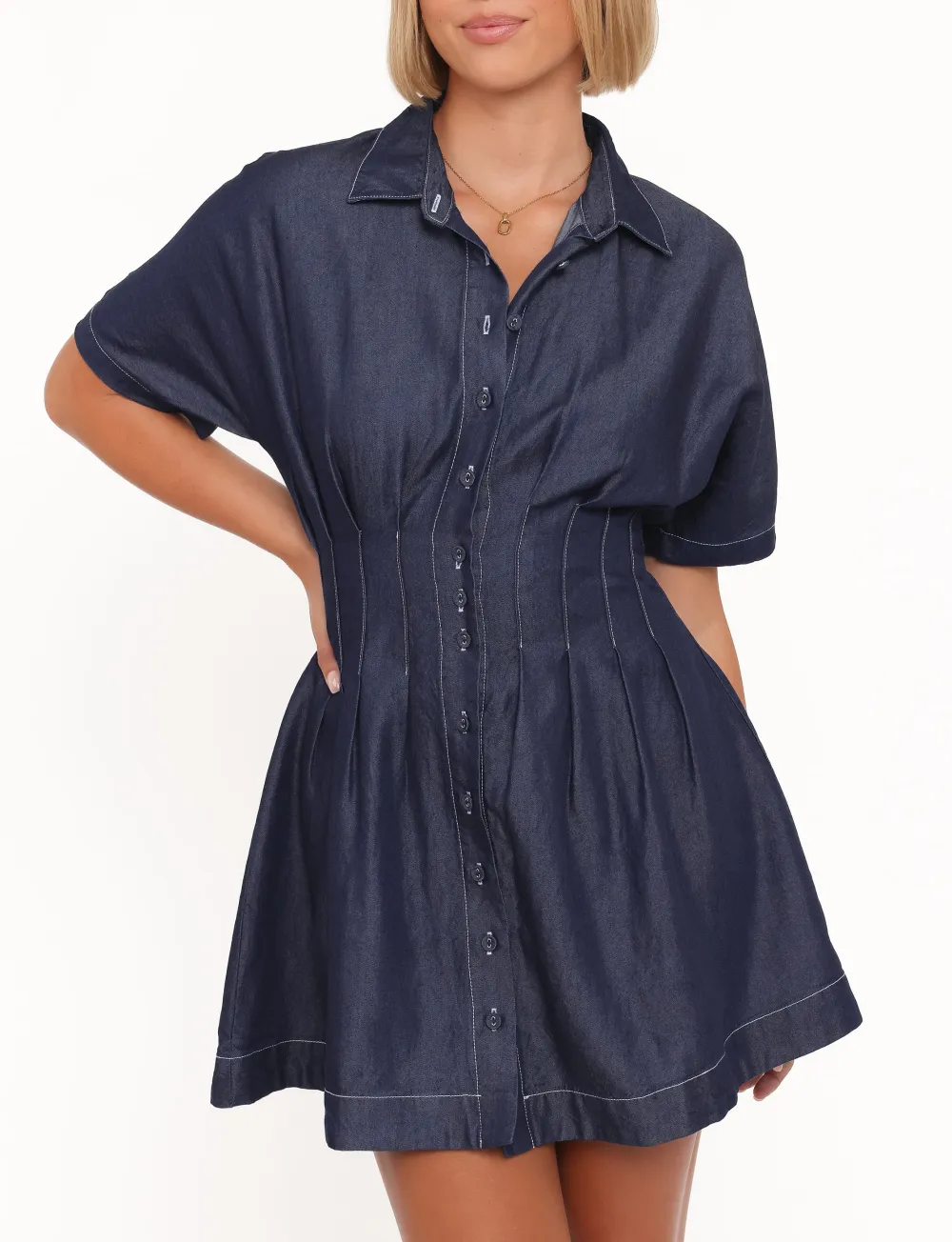 Short Sleeve V-Neck Mini Dress
