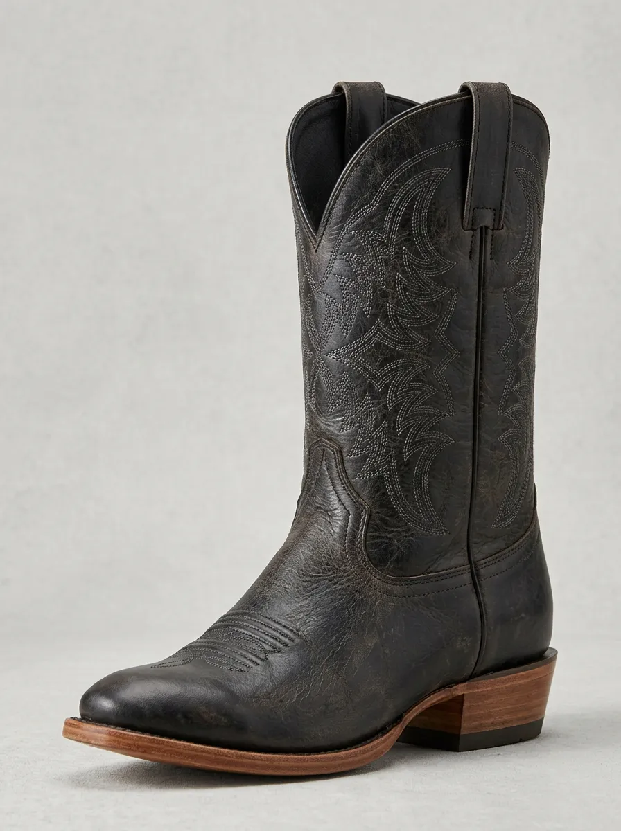Unisex Frontier Heritage Desert Embroidered Distressed Silhouette Western Cowboy Boots