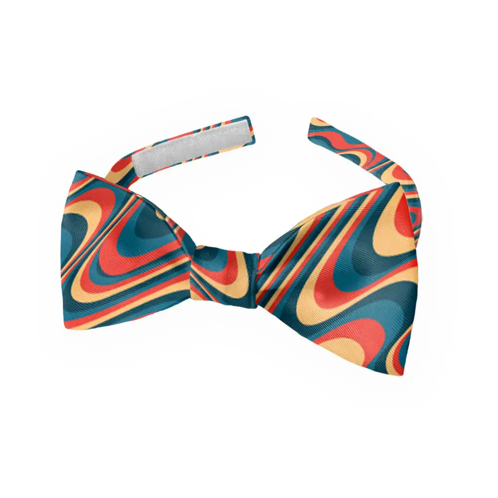 Retro Ripple Pattern Bow Tie