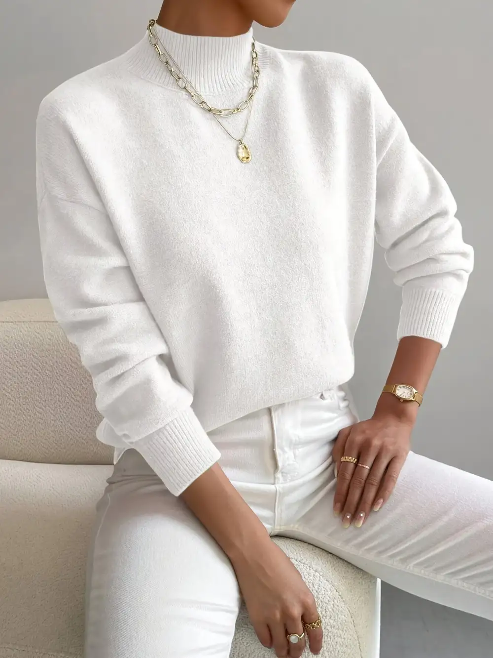  Knit Turtleneck Knit Sweater