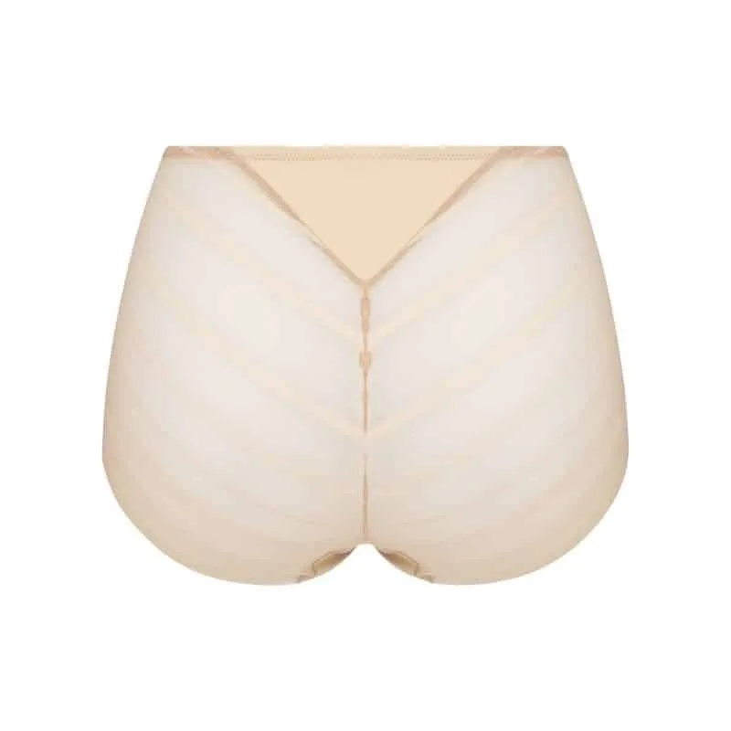 Women's Seamless Elastic Waistband Mesh Striped Shaping Supportive Fit Brief Panty