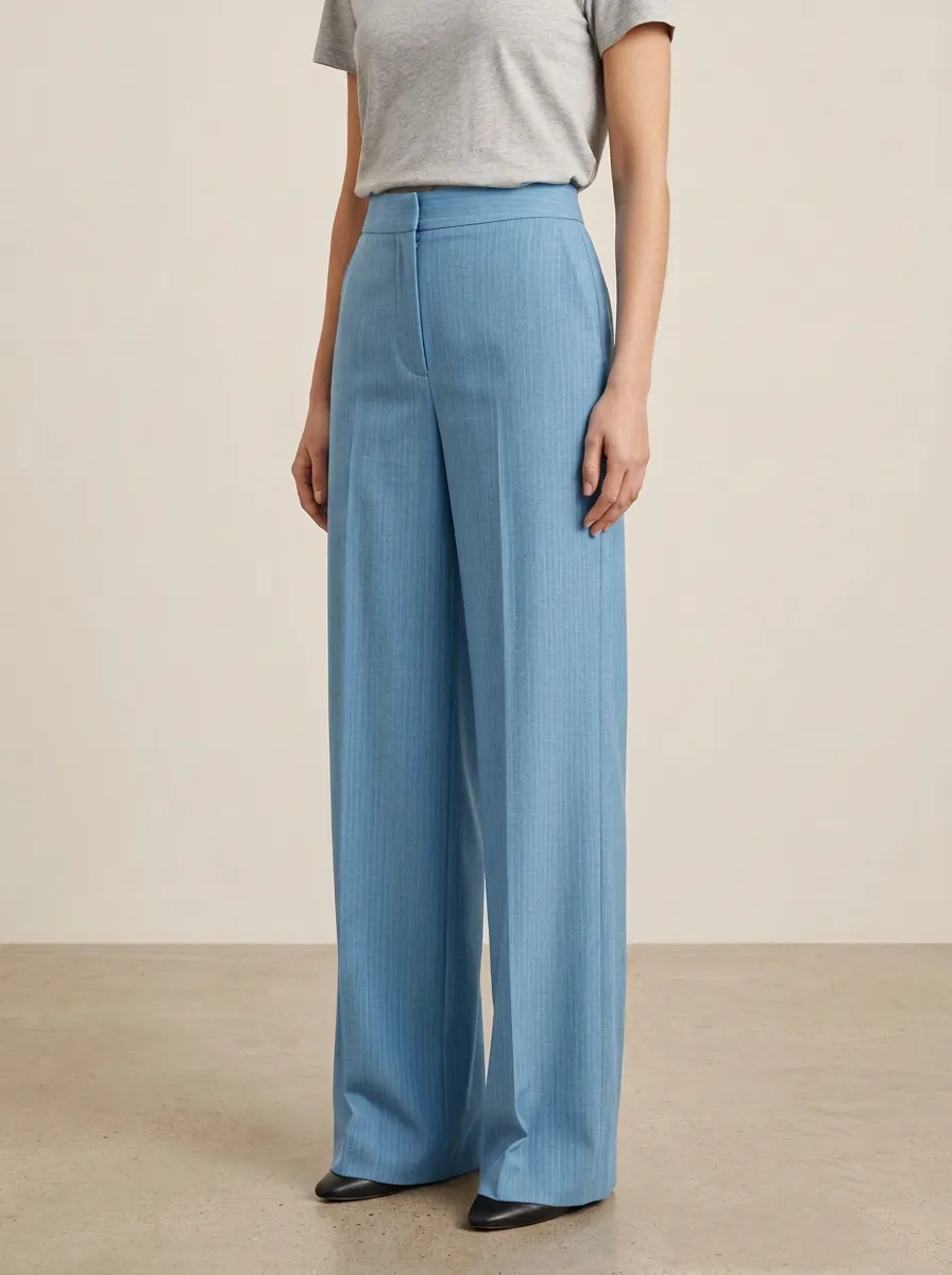 Pinstripe High Rise Wide Leg Pants