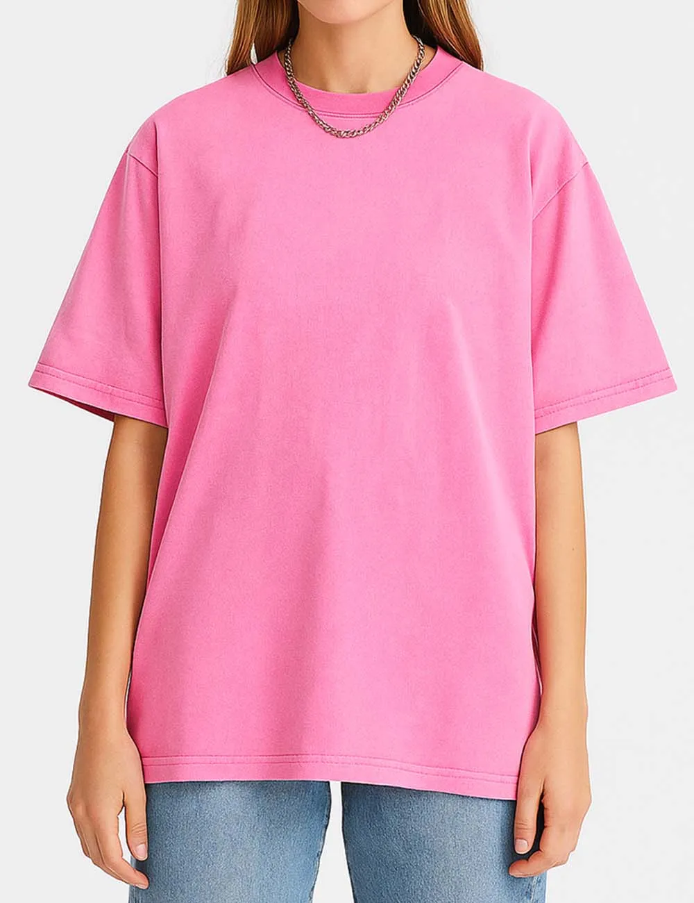 Round Neck Washed Distressed Dropped Shoulder T-shirt