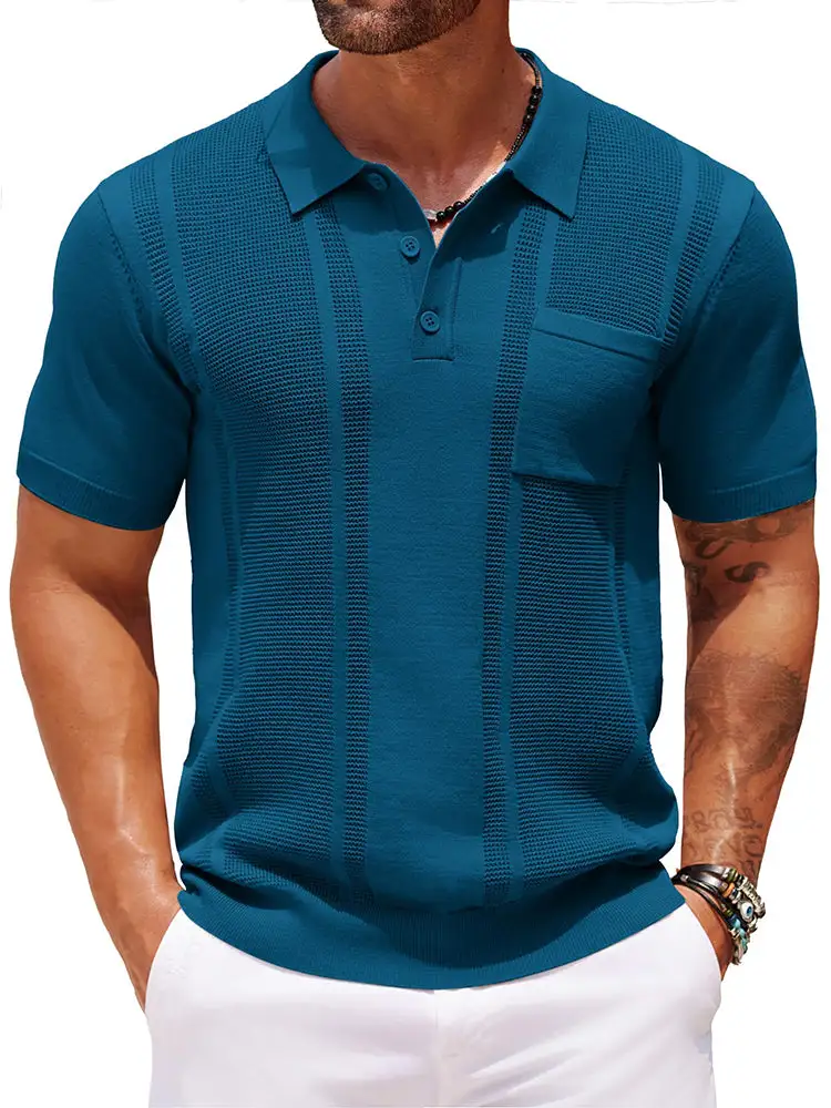 Casual Textured Knit Polo Shirt