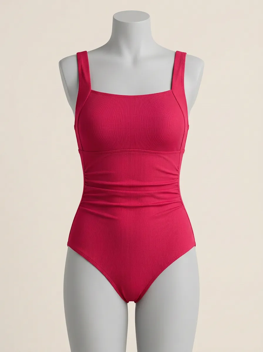 Beach Ribbed Ruched One-Piece Swimsuit
