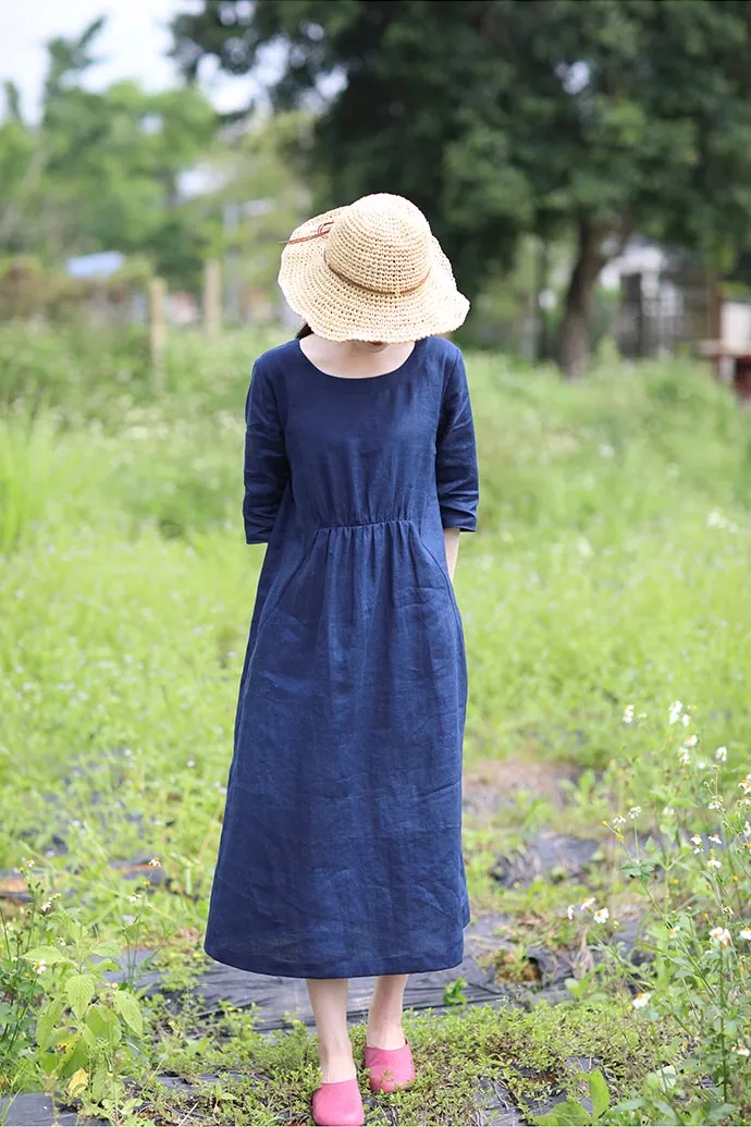 Modern Linen Midi Dress