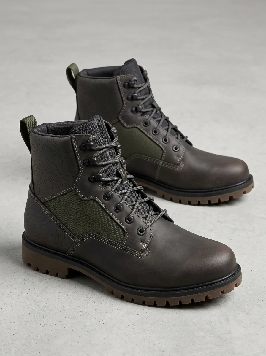 Unisex Casual Outdoor Hiking Topographic Map Print Work Boots