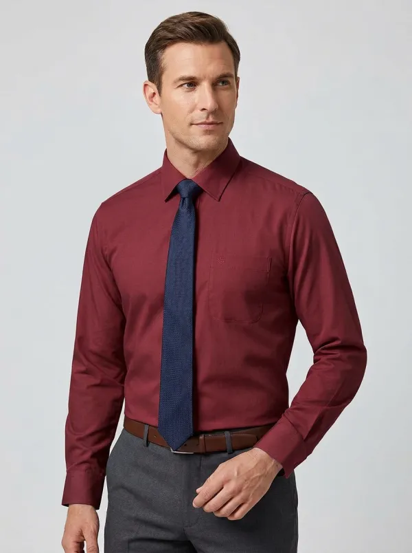 Men's Smart-Casual Non-Iron Cotton Light Blue Pocket Shirt