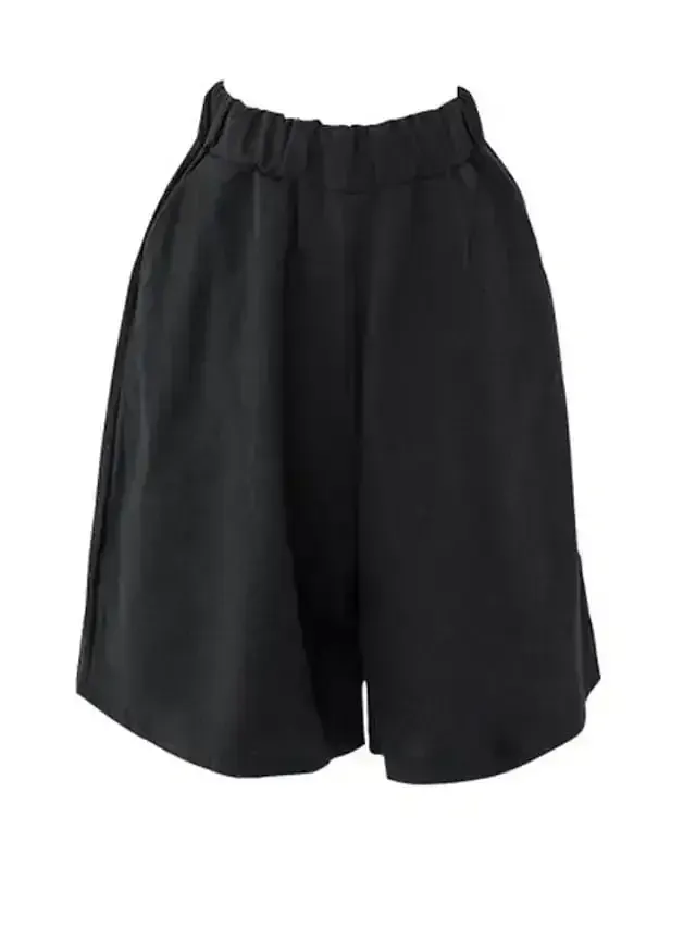 Women's Wide Leg Shorts Burmuda Shorts Linen Black Red Navy Blue Fashion Casual Daily Side Pockets Wide Leg Knee Length Comfort Solid Color M L XL 2XL 3XL