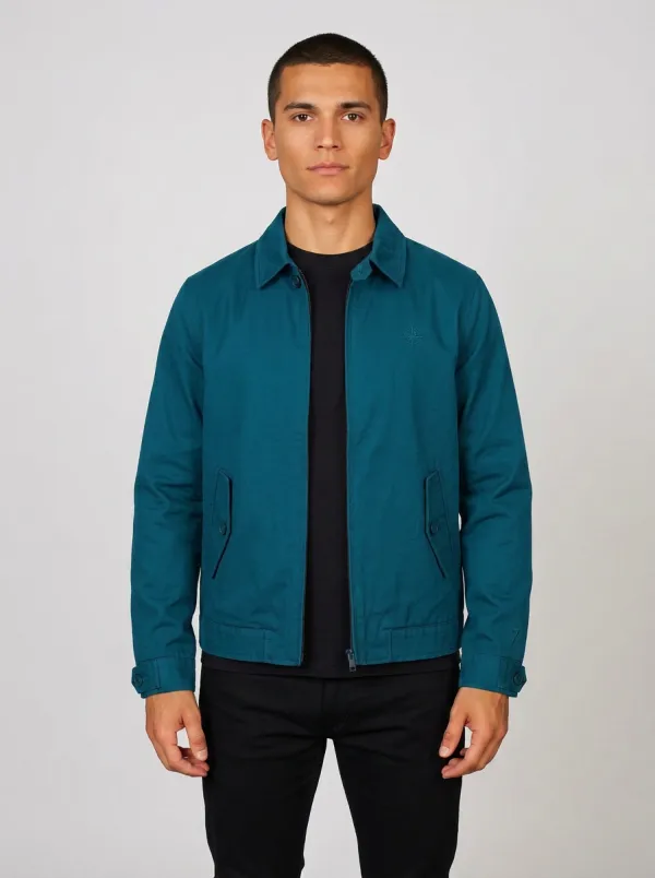 Men's Casual Minimalist Compass Logo Embroidered Harrington Jacket