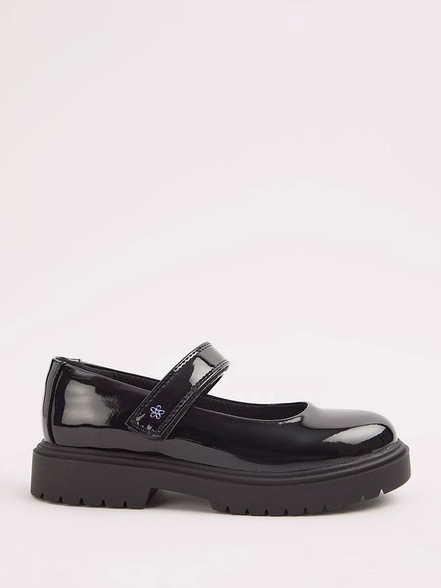 Black Patent Chunky Mary Jane School Shoes detail 1