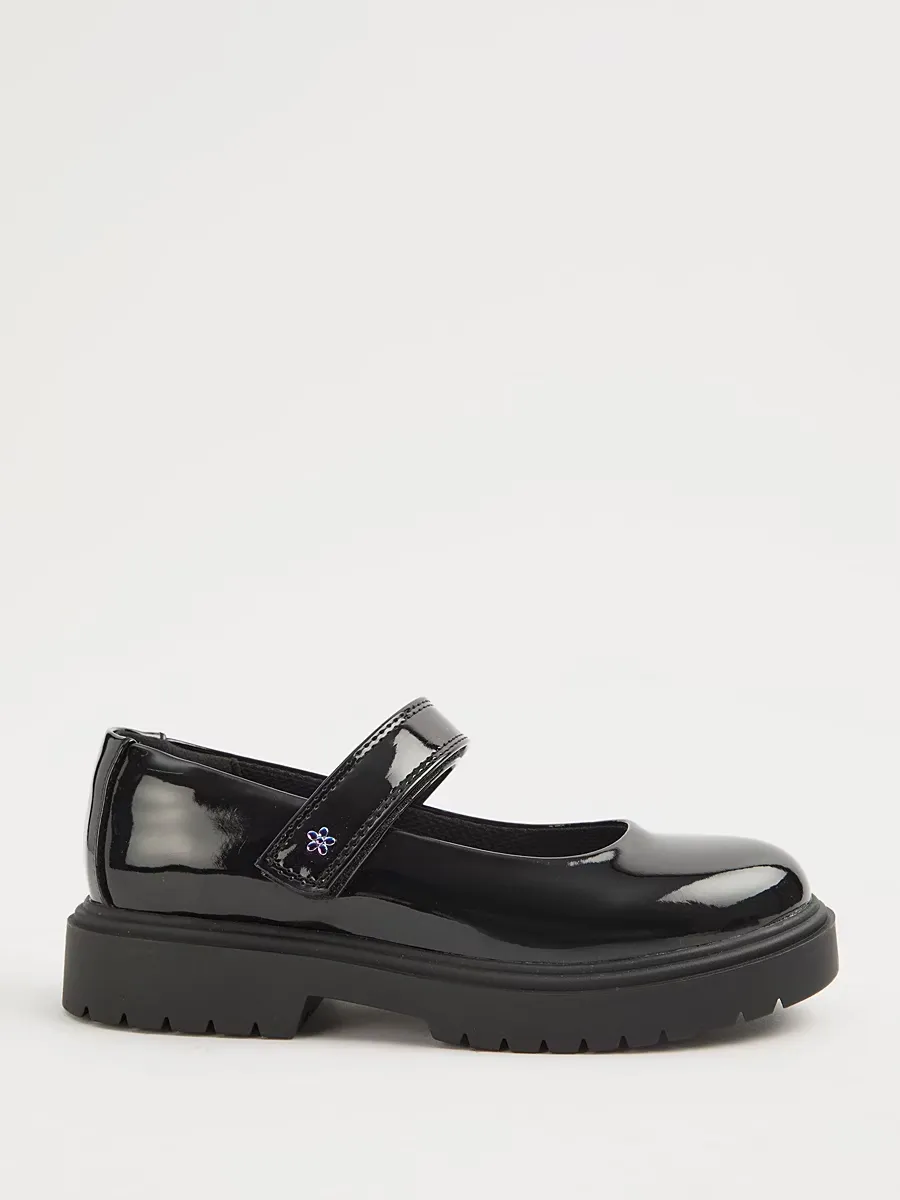 Black Patent Chunky Mary Jane School Shoes