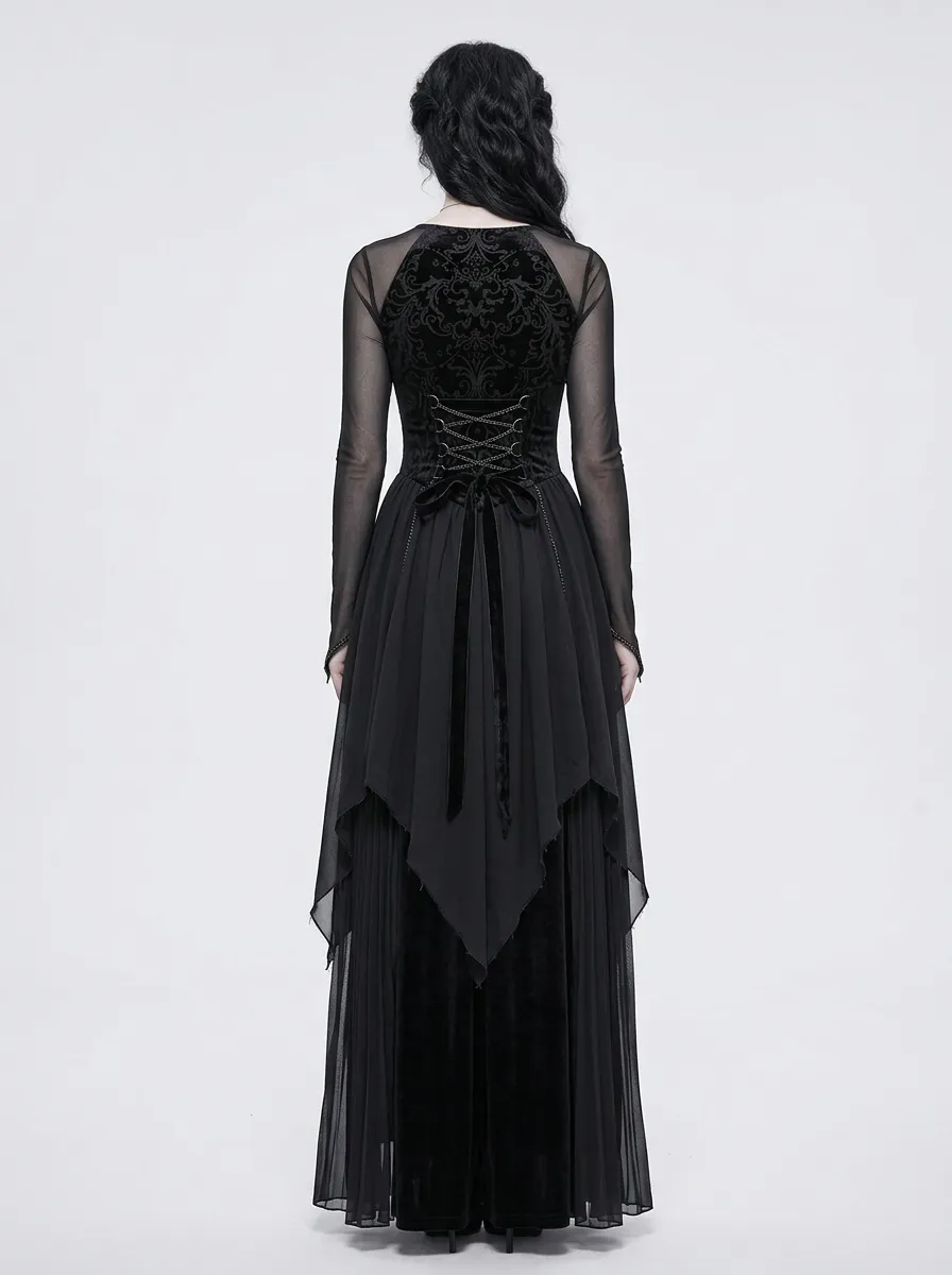 Dark Romantic Victorian Corset Mesh Night Look Women's Gothic Dress