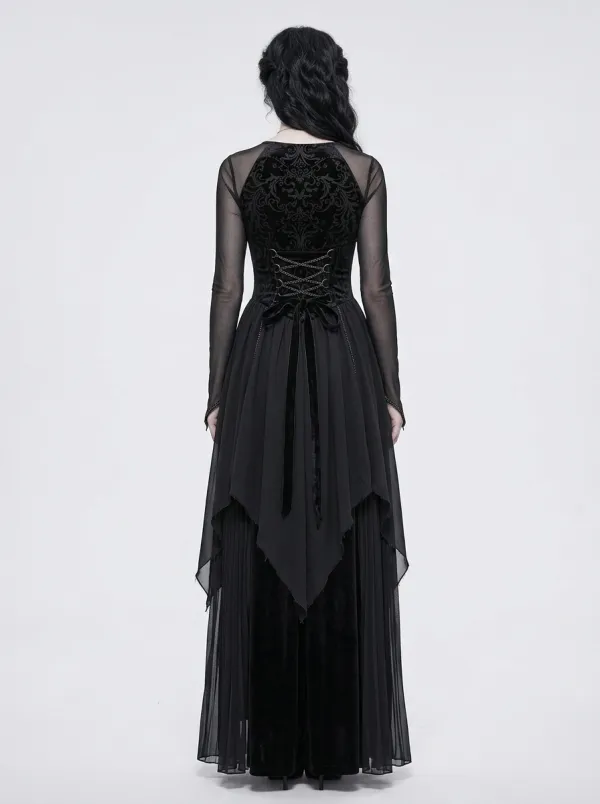 Dark Romantic Victorian Corset Mesh Night Look Women's Gothic Dress