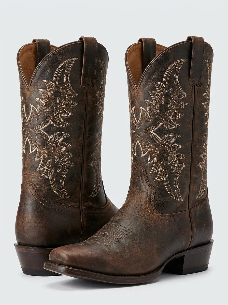 Country Road Embroidered Distressed Edit Men's Western Cowboy Boots