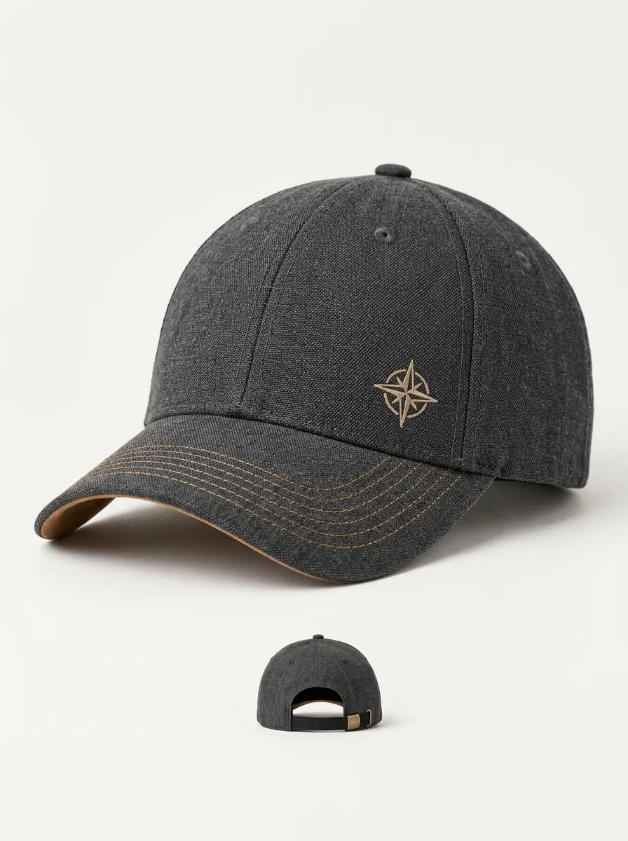 Compass Artwork Baseball Hat with Embroidered Finish