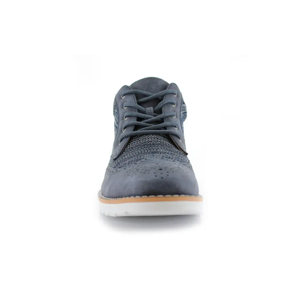 Faux-Suede Suede Faux-Leather Brogue Boots