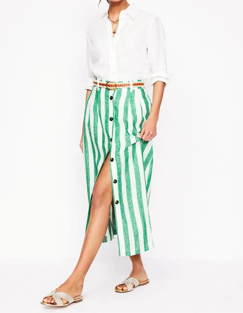 Thomasina Linen Midi Skirt