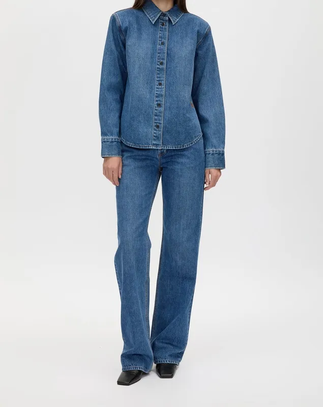Dark Blue Denim Classic Fit Shirt