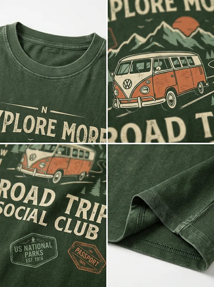 Unisex Adventure Lover Camper Van Mountain Printed T-shirt