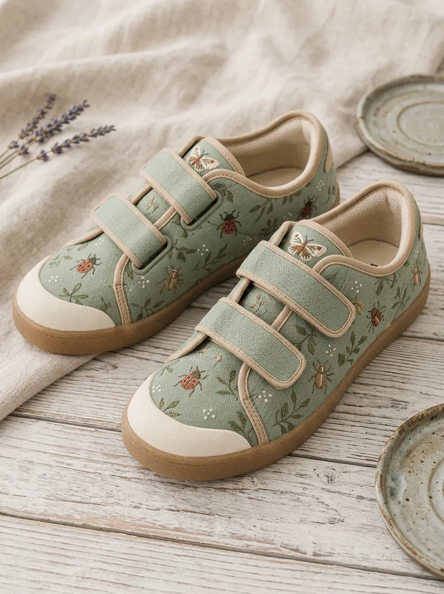Unisex Nature Lover Butterfly Ladybug Printed Canvas Shoes