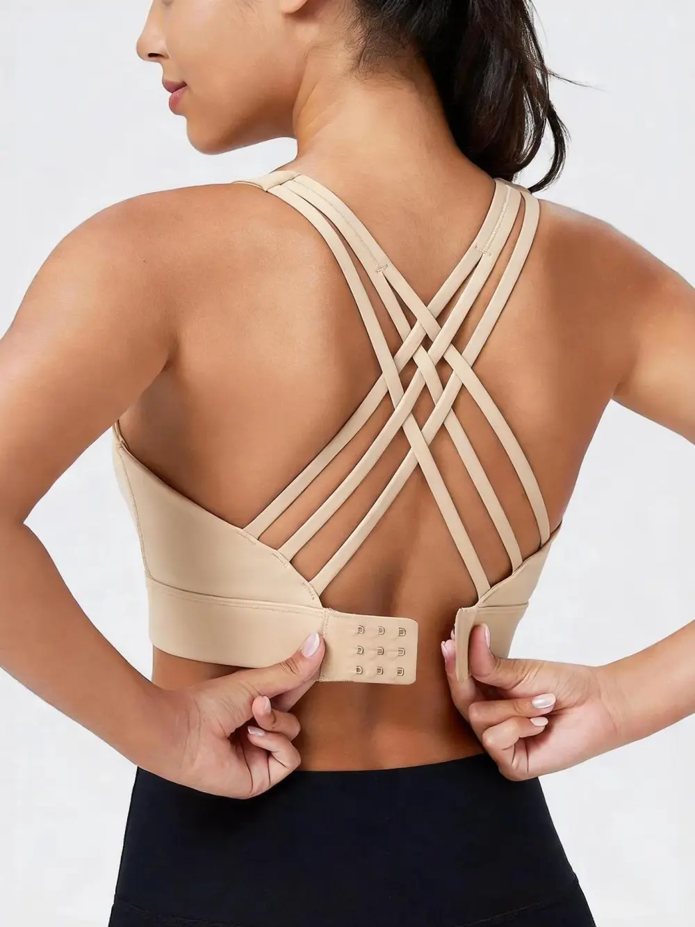 Women's Sport Bras 3 Row Adjustable Hook-eye Closure Criss-Cross Back Workout Bras