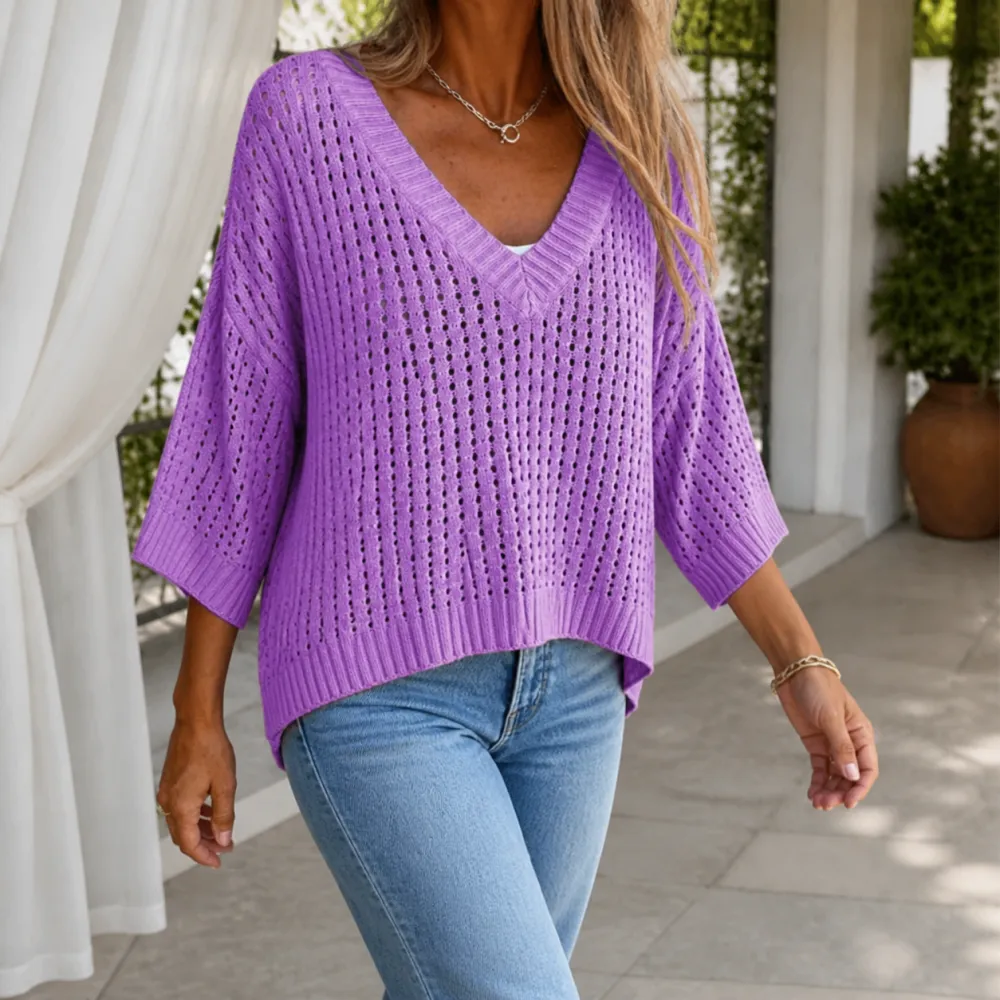 V-Neck Cotton Sweater