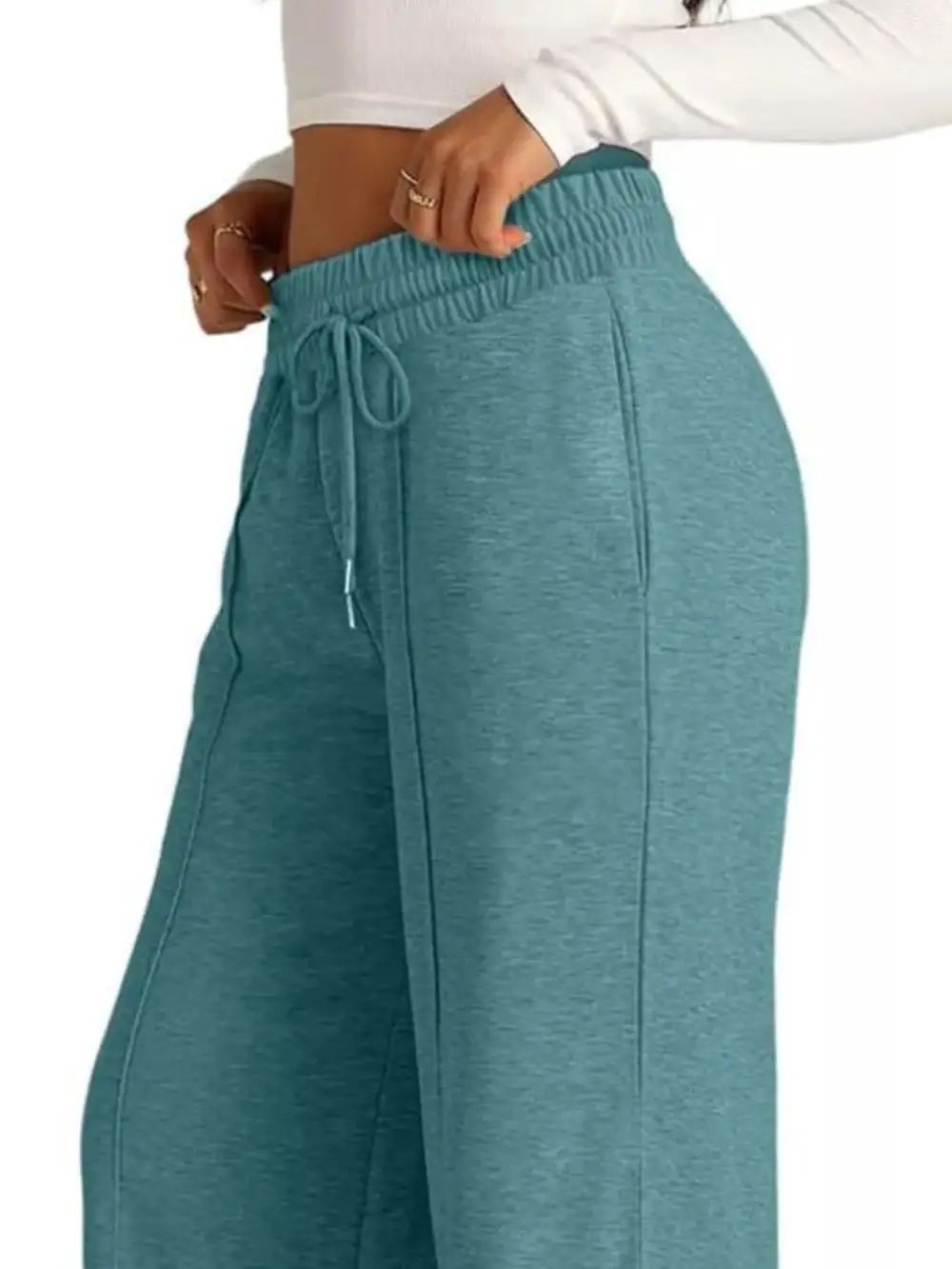 Wide Leg Drawstring Relaxed Fit Pocketed Pants